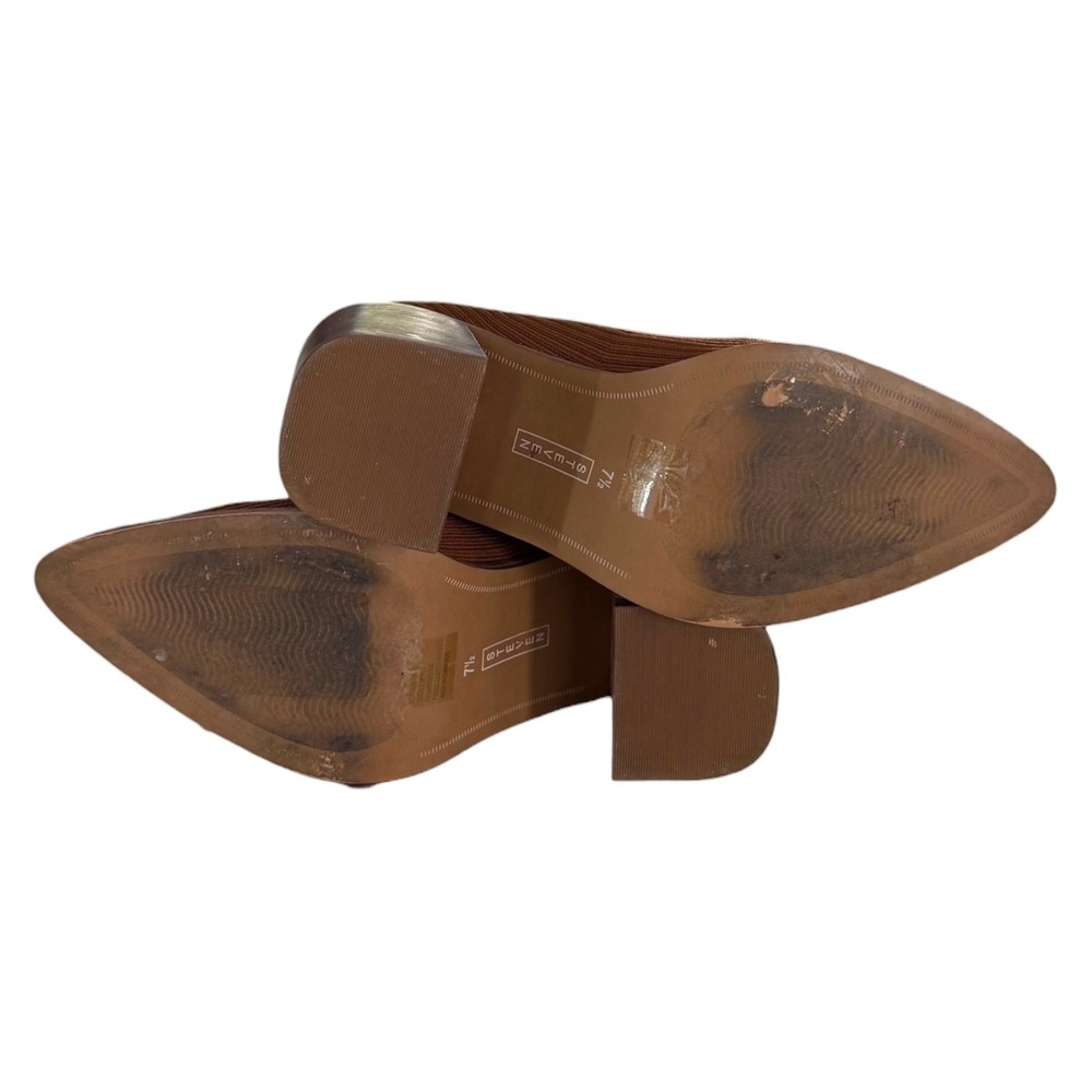 Steven By Steve Madden Nara Sock Booties Camel Brown 7.5 Stacked Block Heel - Picture 8 of 8